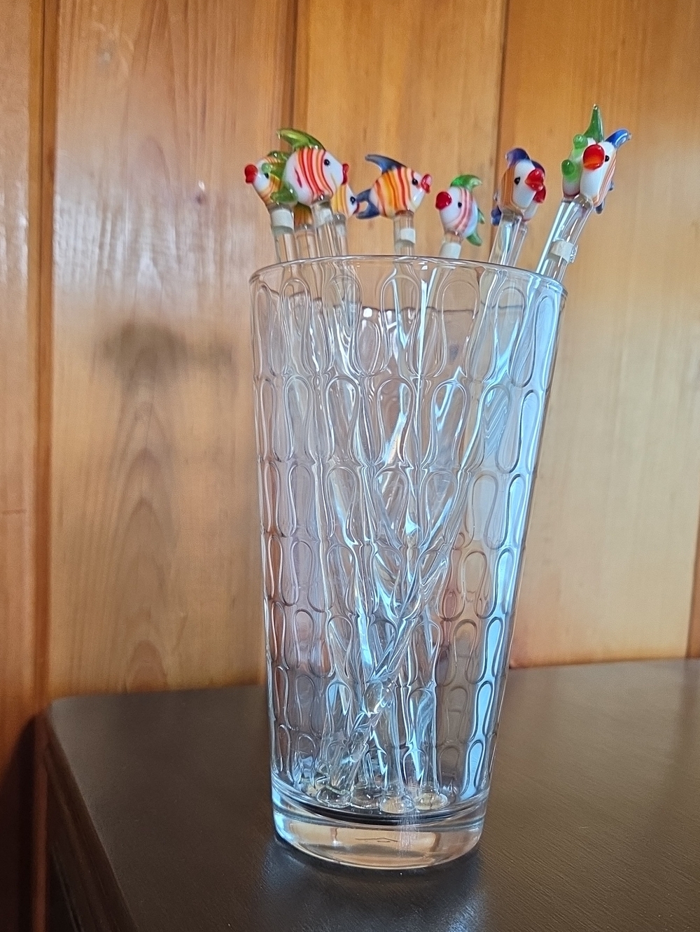 Glass Fish Drink Stirrers Set Of Ten